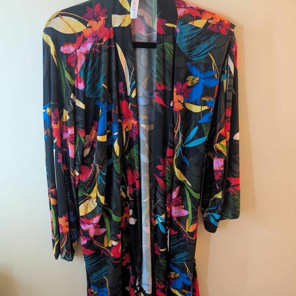 EUC! 🌺Cacique Tropical Floral Kimono and Teddy Set Size 14/16 - Picture 3 of 10
